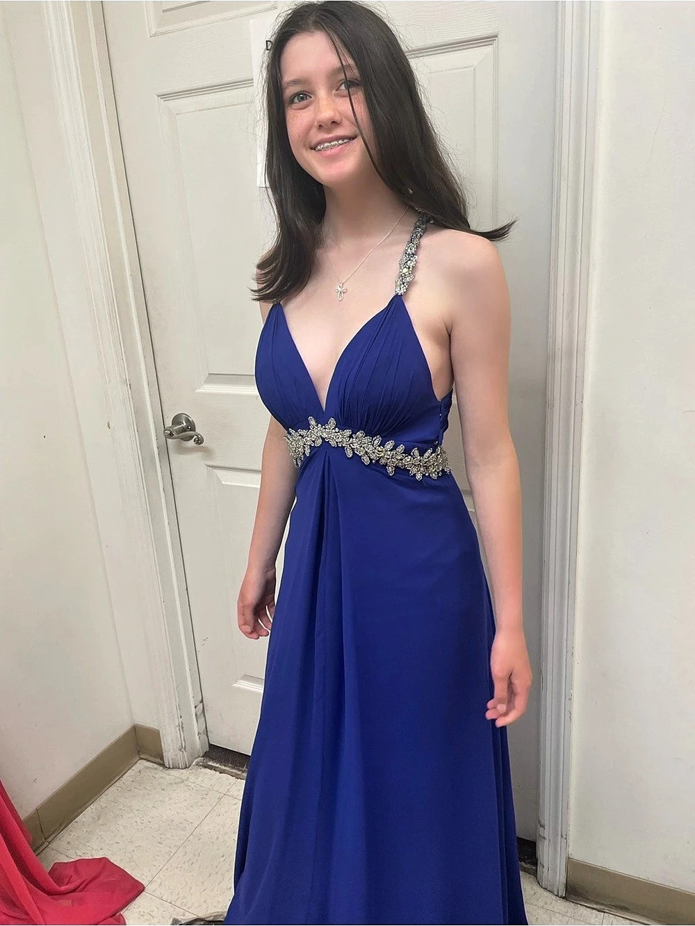 Open Back Prom Dress in Blue